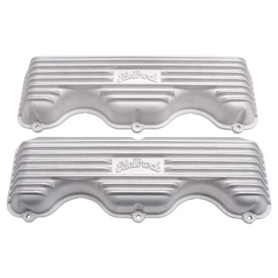 Edelbrock 41409, Classic Short Valve Cover Pair for GM W-Series Aluminum