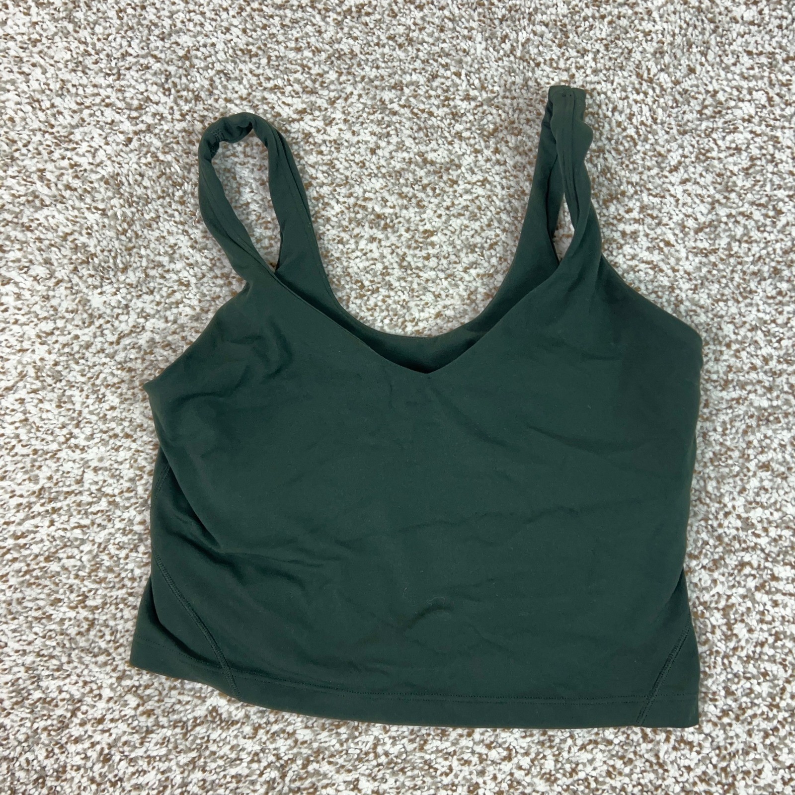 Lululemon Tank Top Women 6 Green Yoga Nulu Align Cropped Built in Bra A/B Gym