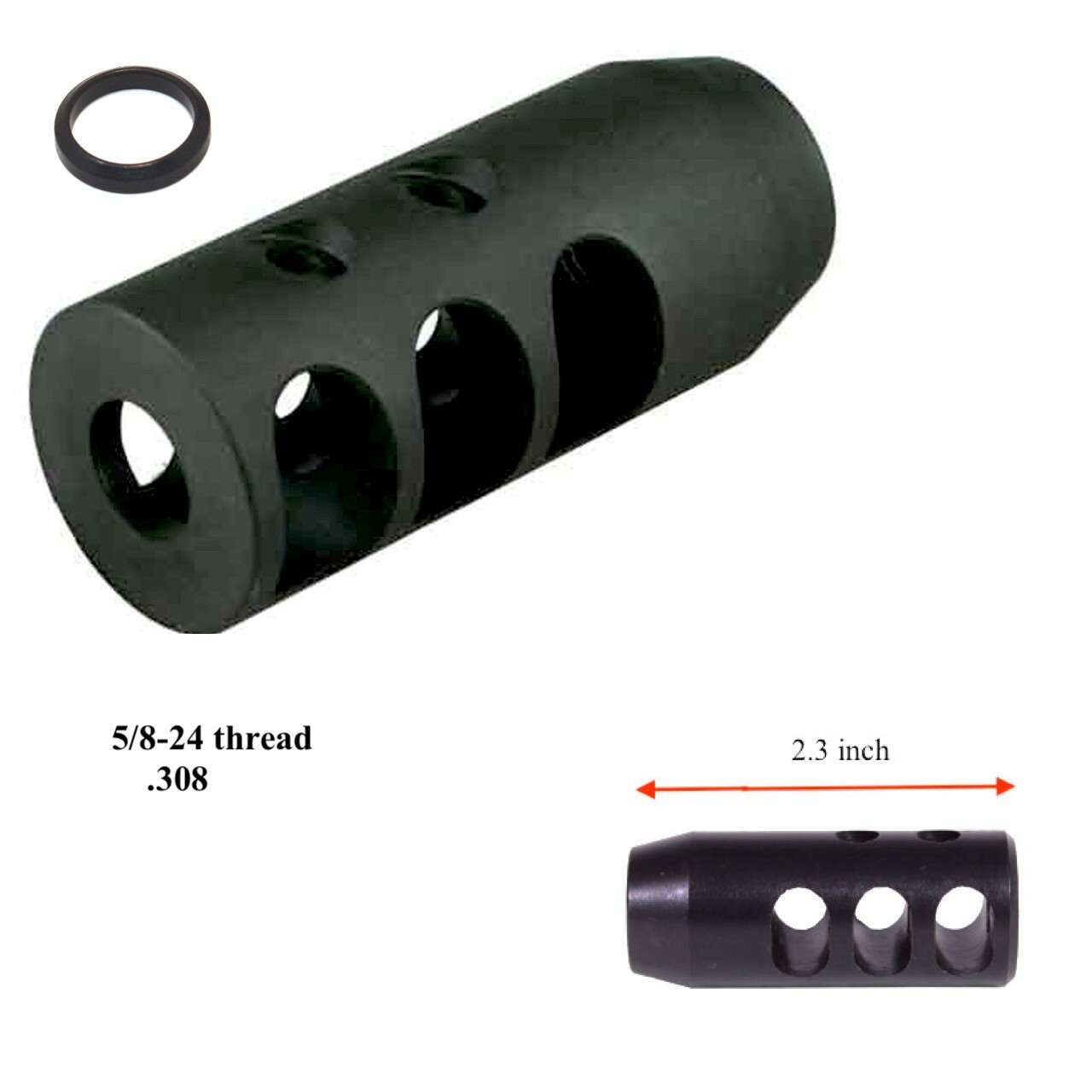 Steel Muzzle Brake 308 Competition Muzzle Brake 5/8x24 Thread w/ Washer Steel Muzzle Brake 308 Competition Muzzle Brake 5/8x24 Thread w/ Washer