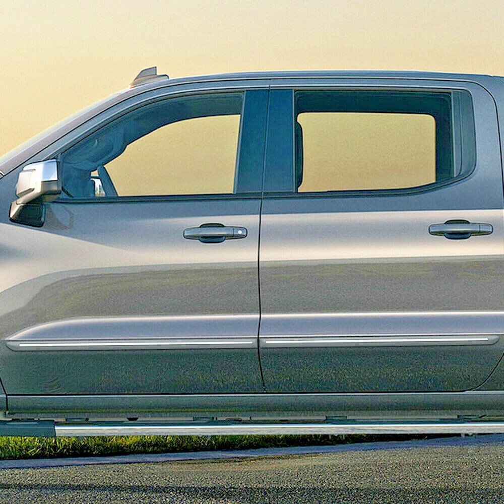 For: Chevy Silverado Crew 19-26 Painted Moldings w/ Chrome Inserts #CF-SIL19-CC For: Chevy Silverado Crew 19-26 Painted Moldings w/ Chrome Inserts #CF-SIL19-CC