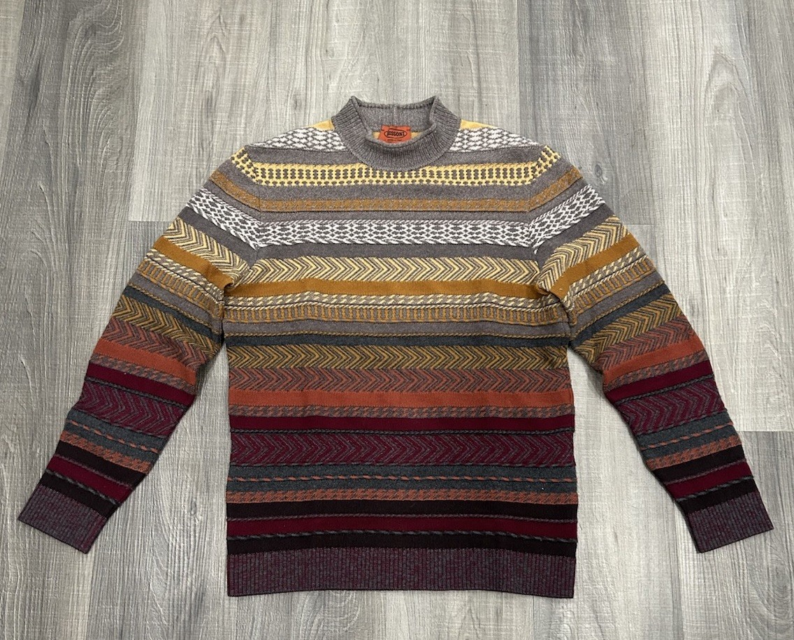 Missoni Multicolored Geometric Sweater Orange Red Mock Neck Mens Size 46 S/M