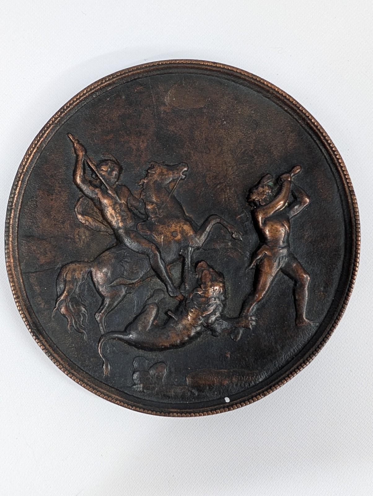 Antique French Bronze Medallion — Gaetan Faraoni / Léopold Oudry, 1869