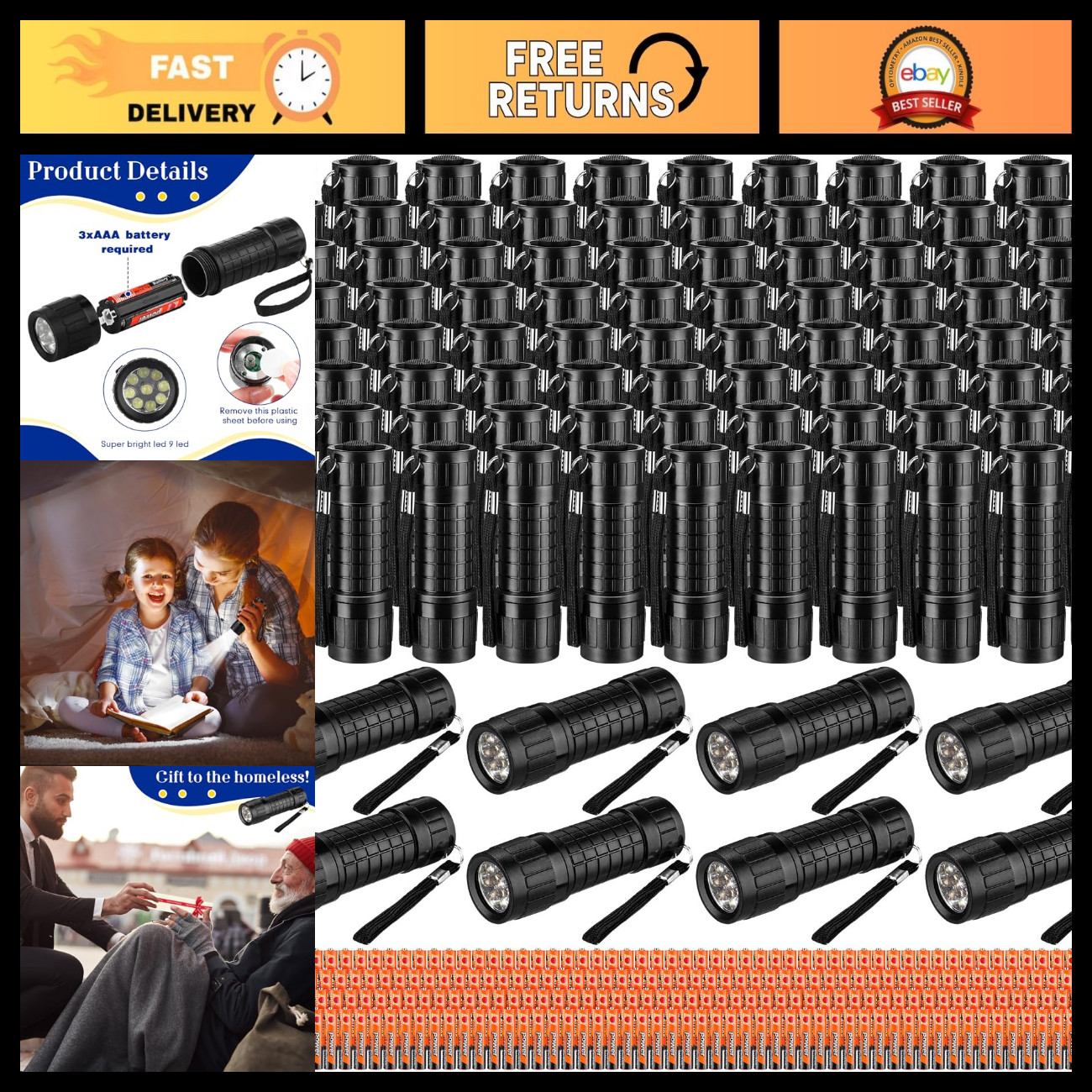 90 Pcs Mini LED Flashlights Bulk Set with 270 AAA Batteries - Portable & Bright 90 Pcs Mini LED Flashlights Bulk Set with 270 AAA Batteries - Portable & Bright