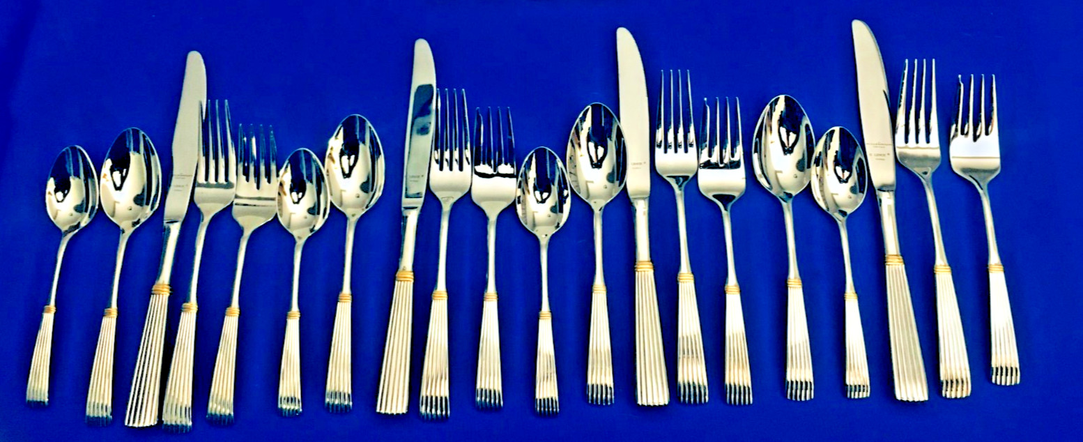 NEW 4 Place Settings of 5 Lenox CITATION GOLD Stainless C pics Insured Shipping NEW 4 Place Settings of 5 Lenox CITATION GOLD Stainless C pics Insured Shipping
