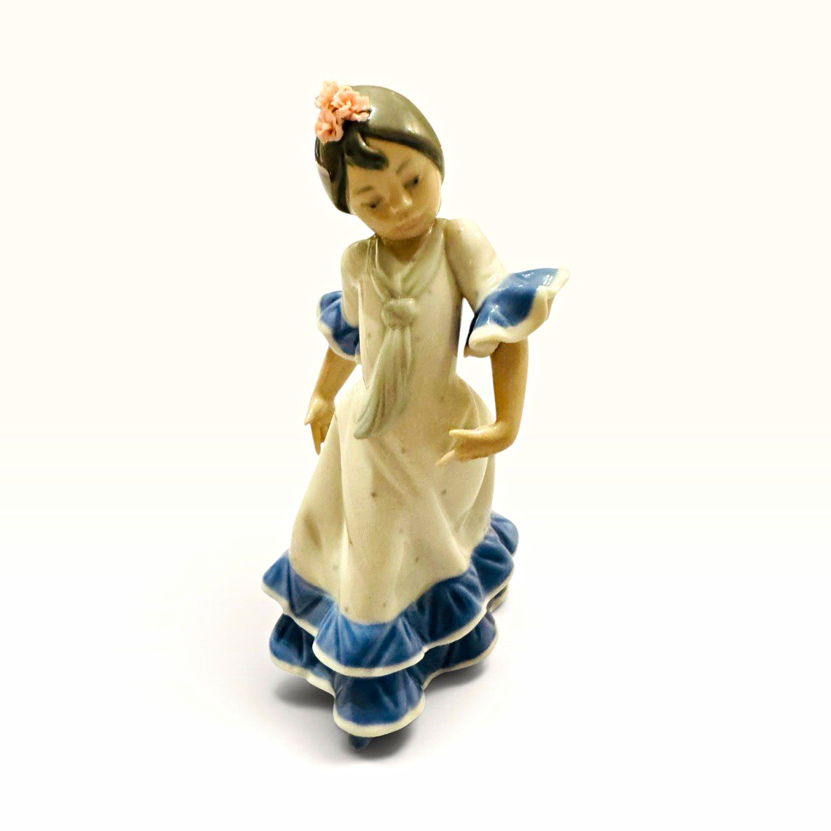 Porcelain figurine, Nao by Lladró, Girl with Blue Ruffled Dress MPN 5224 Porcelain figurine, Nao by Lladró, Girl with Blue Ruffled Dress MPN 5224