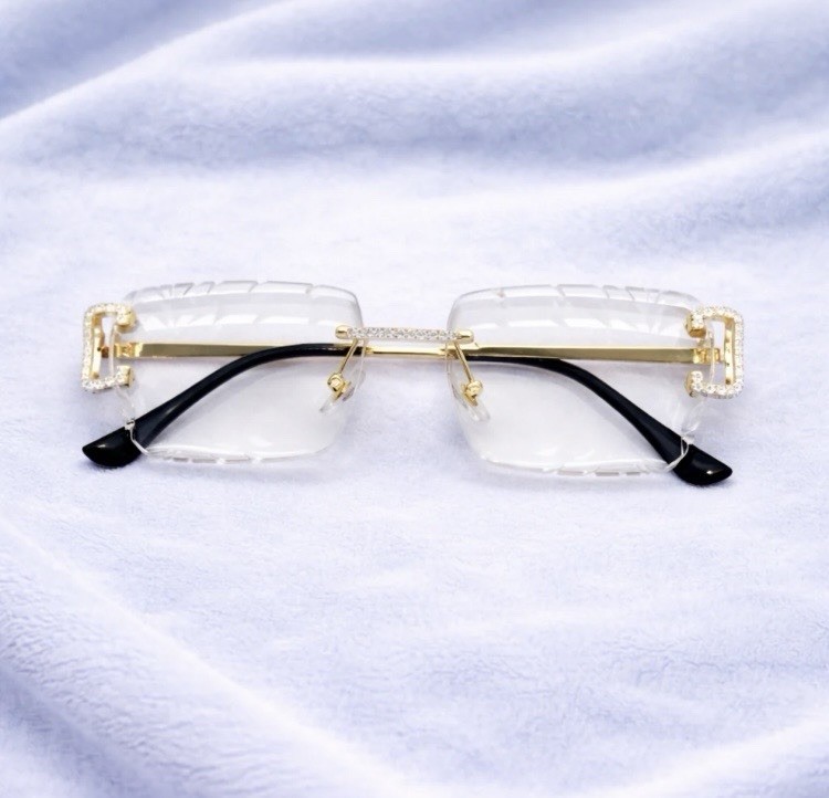 Moissanite rimless glasses white tint GRA certified Moissanite rimless glasses white tint GRA certified