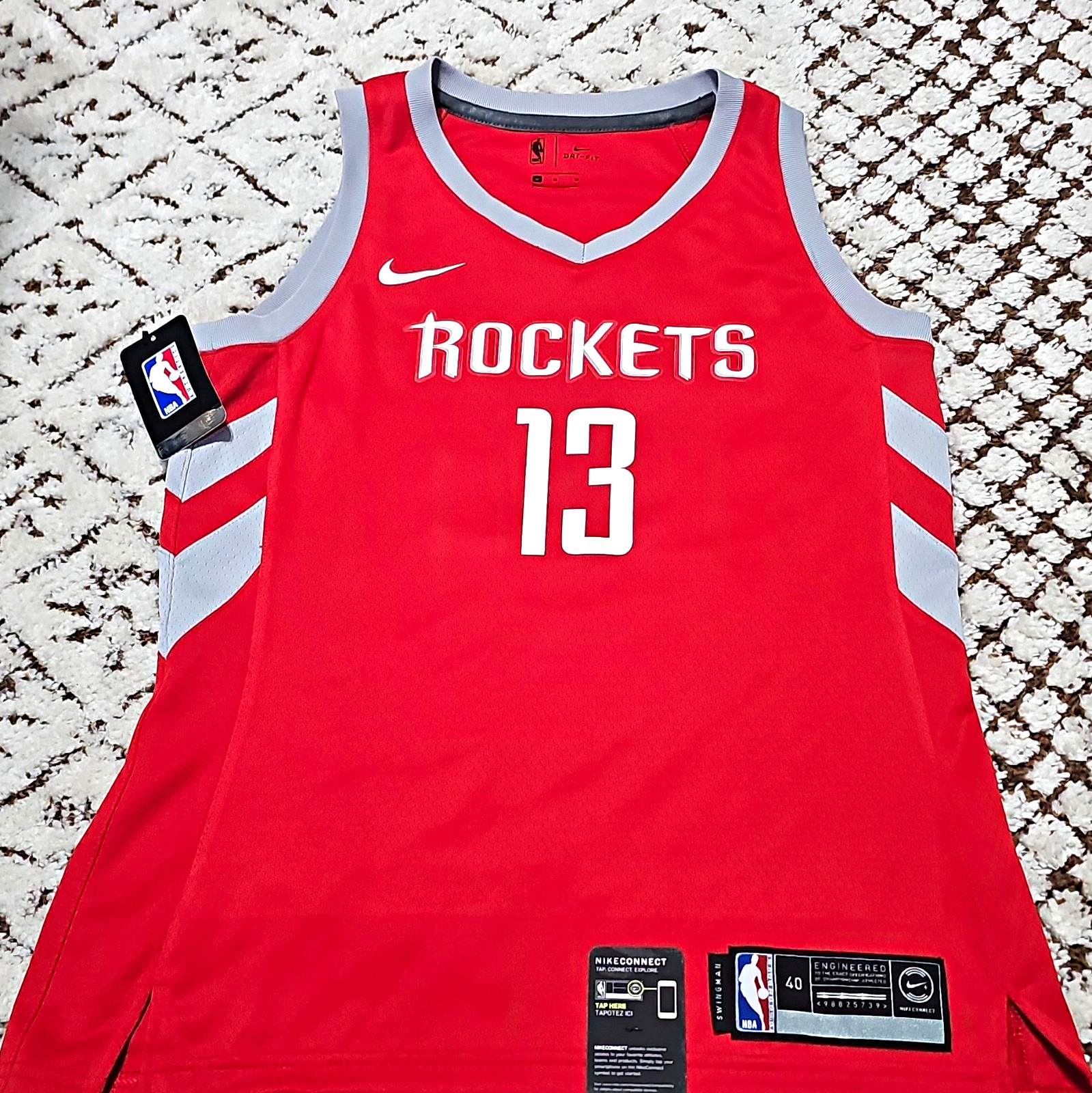 Nike Dri-FIT NBA Houston Rockets James Harden #13 Jersey Size 40 Red/Gray