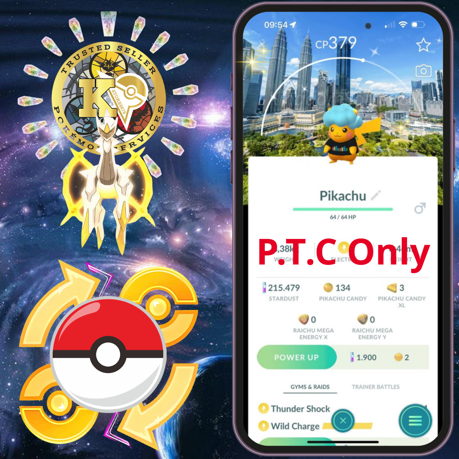 NEW Shiny Pikachu — PokéXciting Location Background—P.T.C 20k—Digital