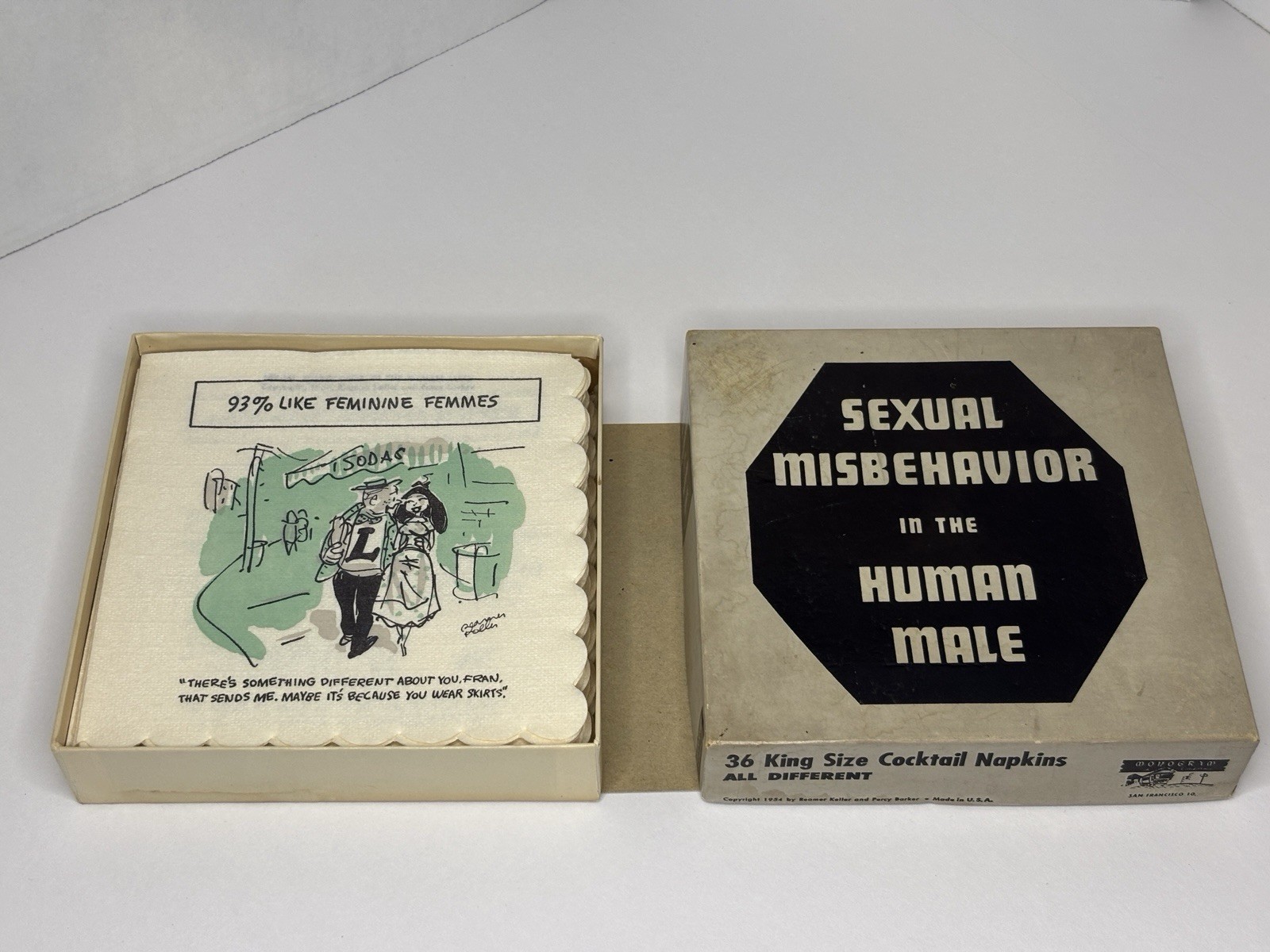 Sexual Misbehavior In The Human Male, Vintage 1954 Cocktail Napkins, Funny Humor Sexual Misbehavior In The Human Male, Vintage 1954 Cocktail Napkins, Funny Humor