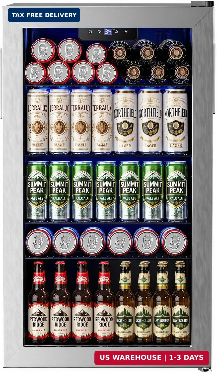 Feelfunn 126 Can Beverage Refrigerator, Glass Door Mini Fridge, 3.2 Cu.Ft Feelfunn 126 Can Beverage Refrigerator, Glass Door Mini Fridge, 3.2 Cu.Ft