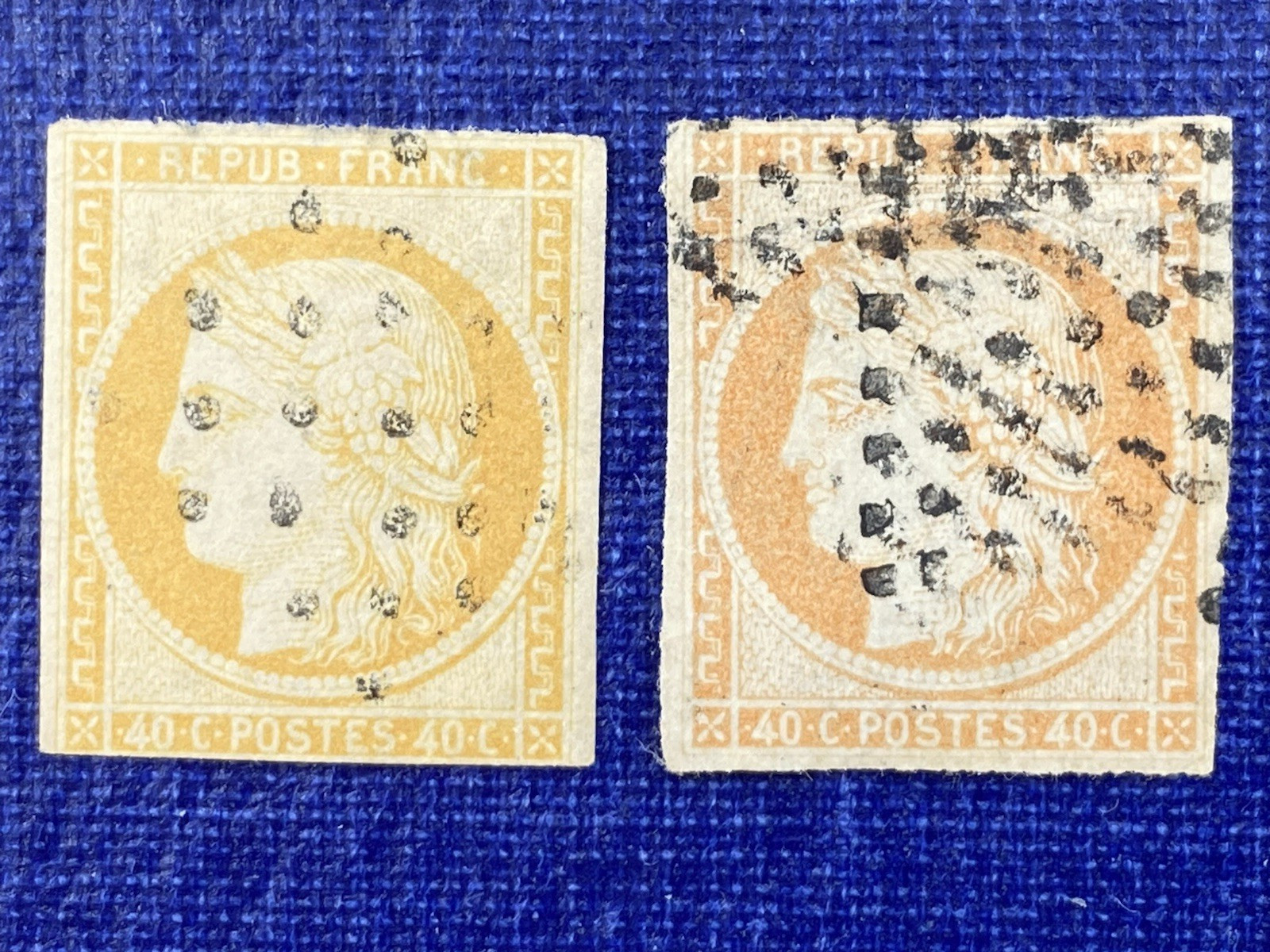 French Colonies 1871-72, Ceres, Scott Cat# 14, Used, Hinged, Color Variation. French Colonies 1871-72, Ceres, Scott Cat# 14, Used, Hinged, Color Variation.