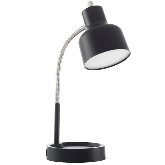 Mainstays LED Desk Lamp with Catch-All Base & AC Outlet, Matte Black Mainstays LED Desk Lamp with Catch-All Base & AC Outlet, Matte Black