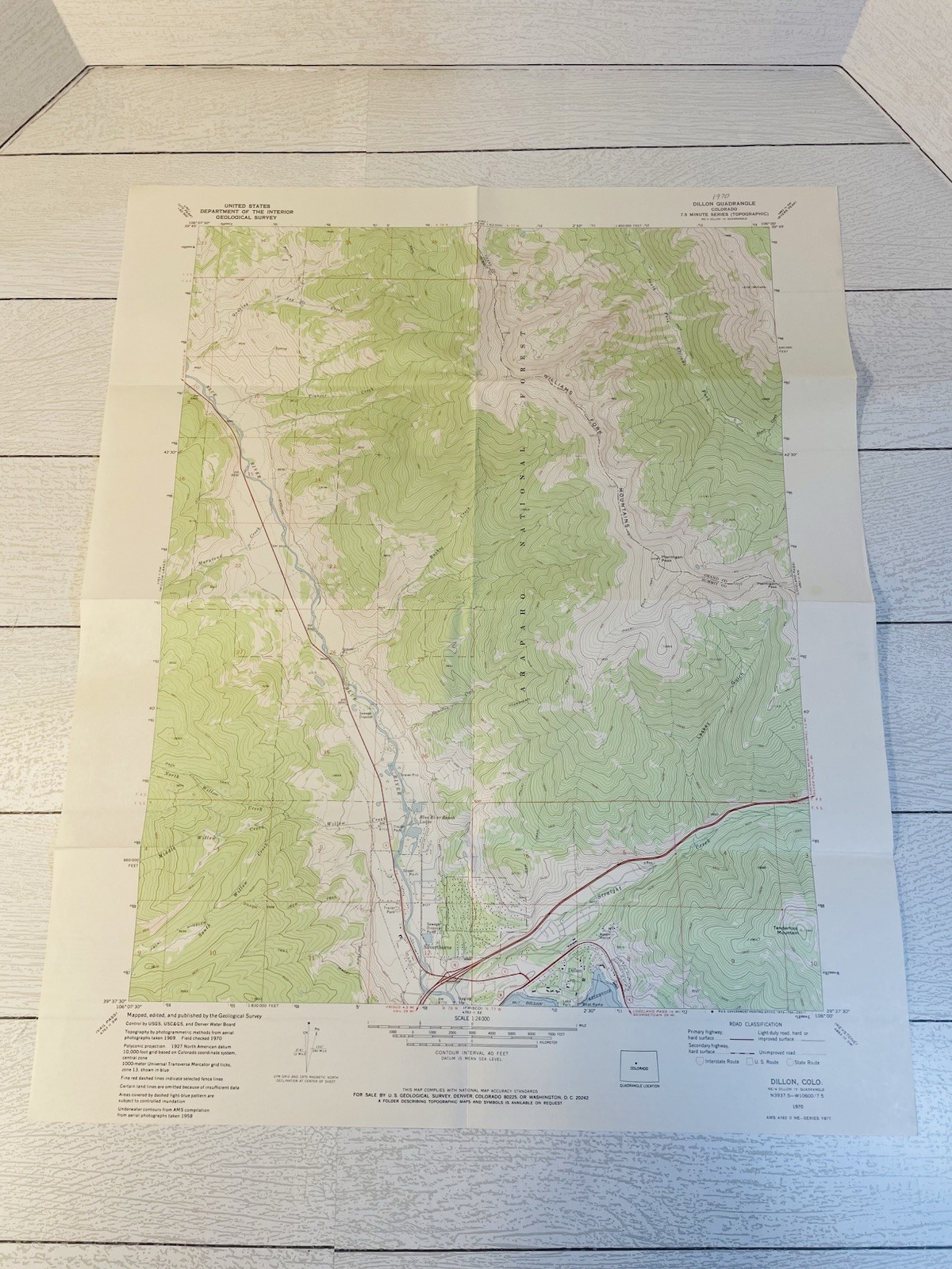 Dillon Colorado 1970 USGS 7.5 Minute Topographical Sheet Map 22x27