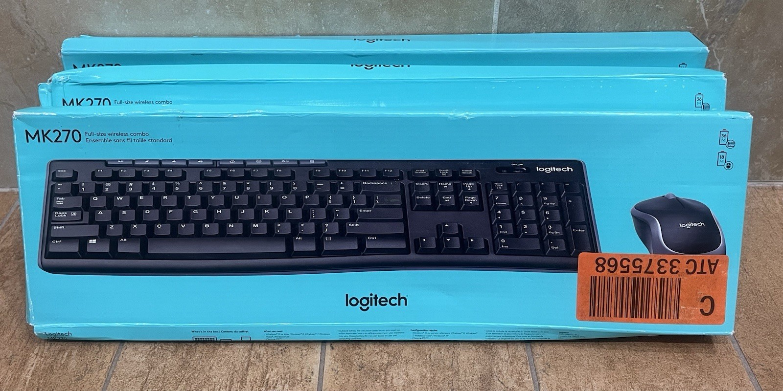 3 Pack Logitech MK270 Full Size Wireless Keyboard and Mouse Combos - 920-004536