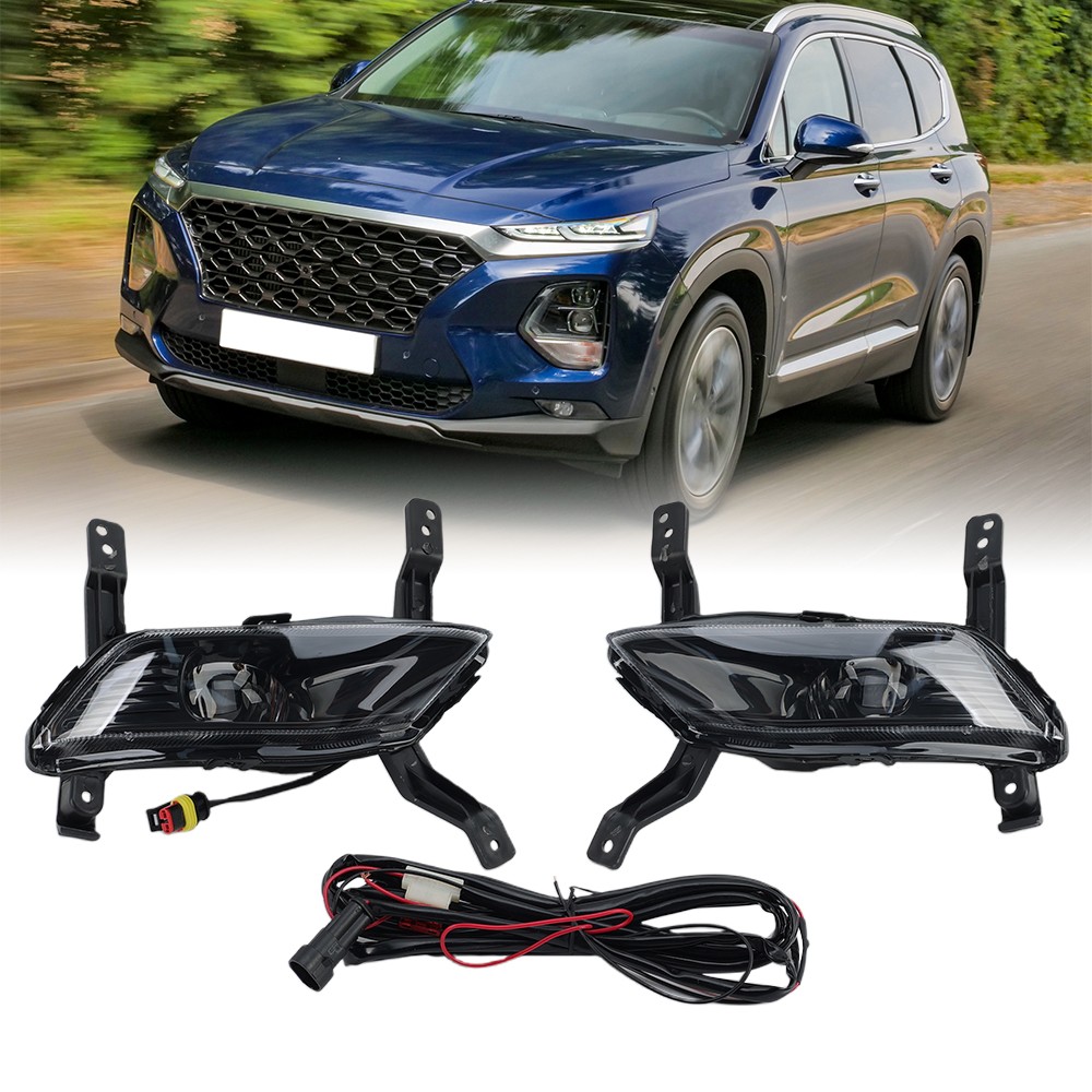 Pair Bumper LED Fog Light Driving Lamp W/ Wiring For Hyundai Santa Fe 2019 2020