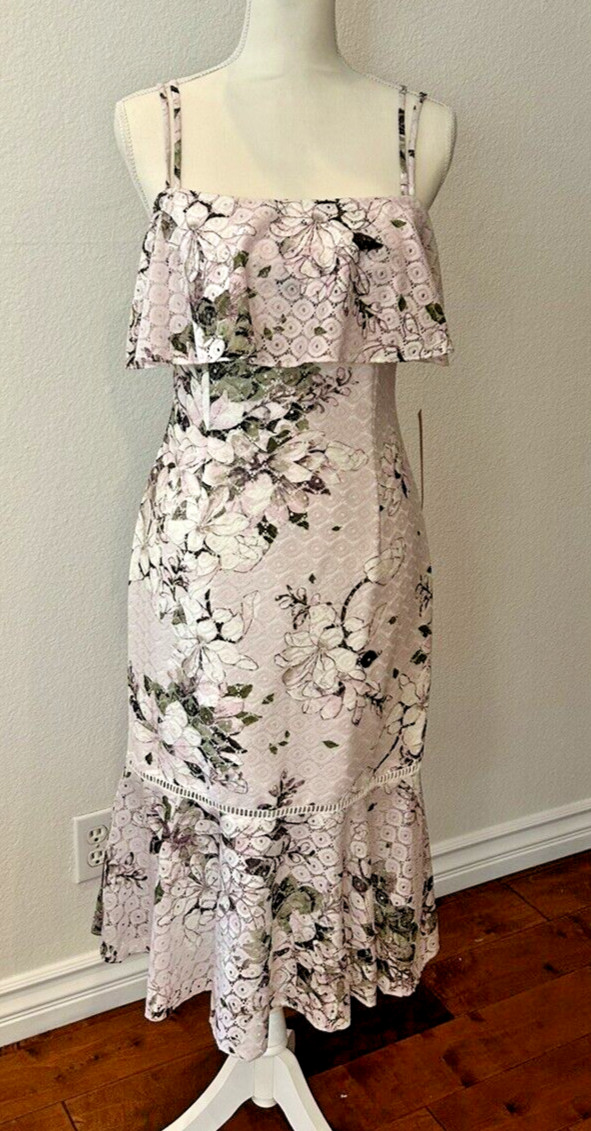 NWT RACHEL ROY CHERRY BLOSSOM PINK SPAGHETTI DOUBL STRAP RUFFLE LACE DRESS,SZ:6