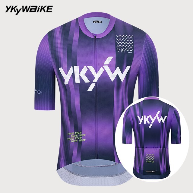YKYWBIKE 2025 Men Summer Cycling Jersey  Pro Team Bicycle Short Sleeve Purple