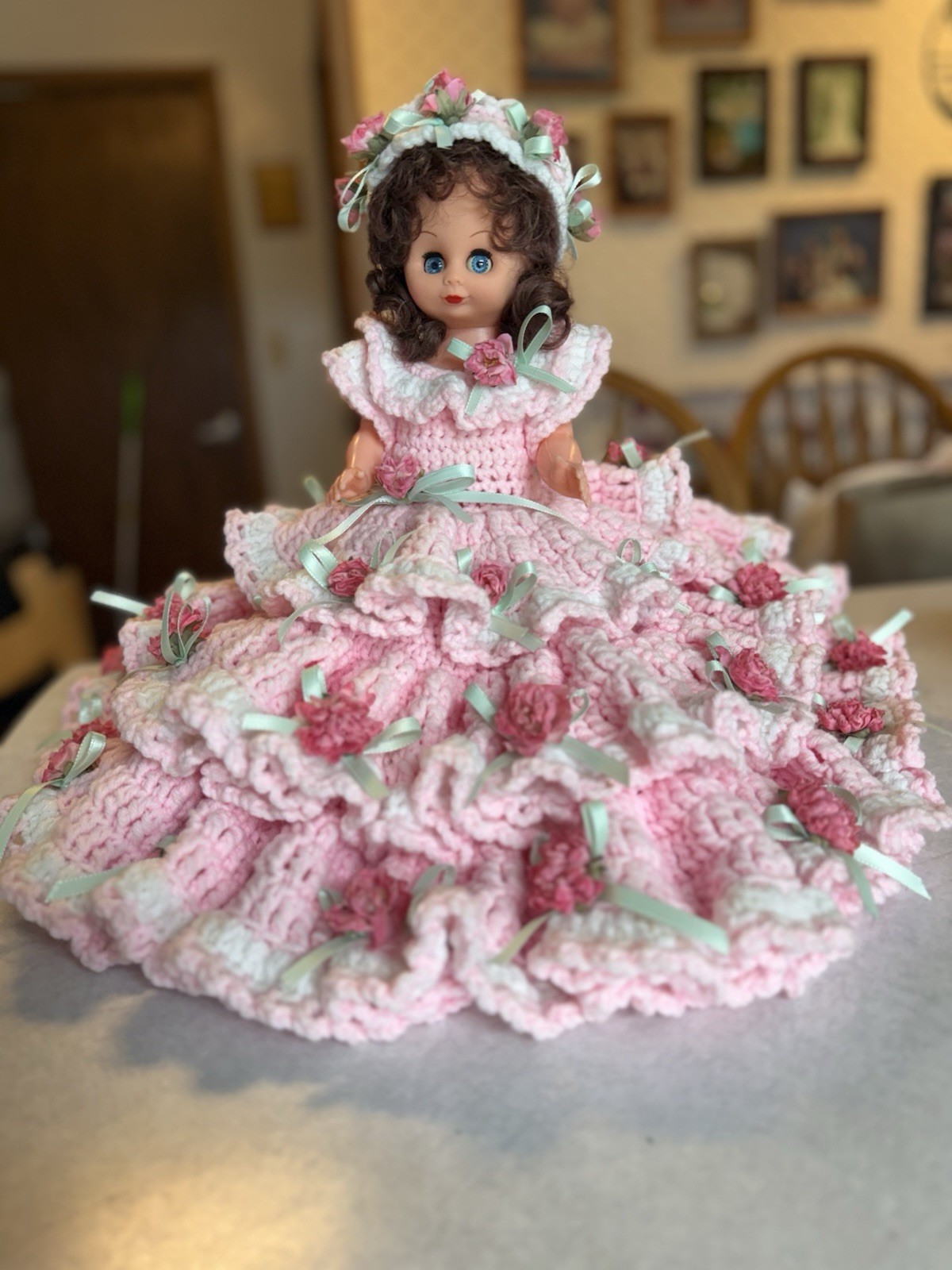 Vintage Handmade Homemade Crocheted Doll, Large Beautiful One Of A Kind Vintage Handmade Homemade Crocheted Doll, Large Beautiful One Of A Kind
