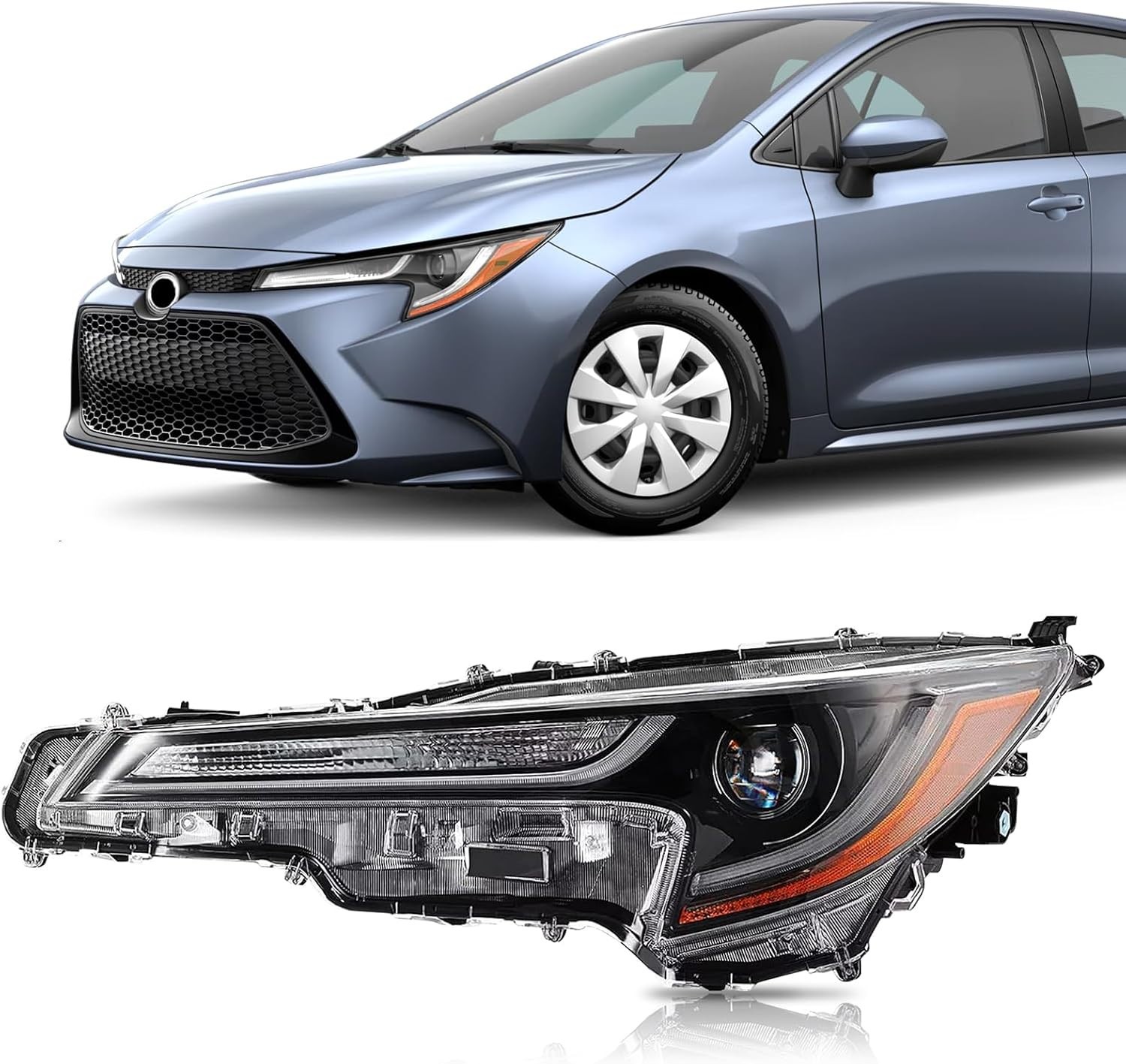 Headlight with LED DRL Compatible with 2020 2021 2022 Toyota Corolla L LE, Left Headlight with LED DRL Compatible with 2020 2021 2022 Toyota Corolla L LE, Left