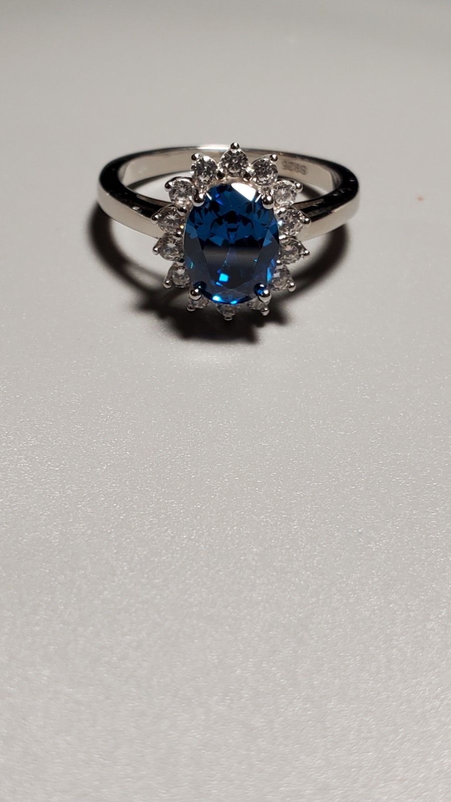 3.00 CT LAB CREATED BLUE SAPPHIRE & MOISSANITE 925 STERLING SILVER RING SIZE 8