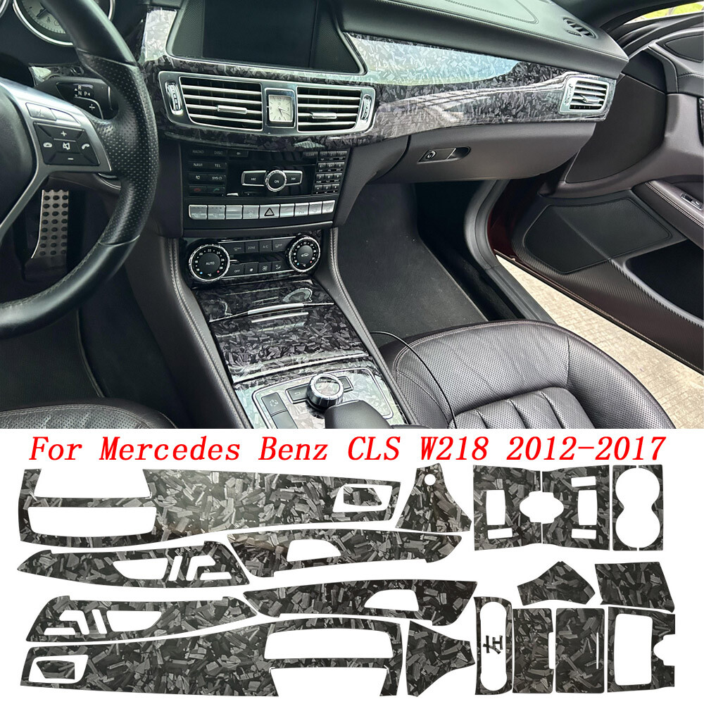 For Benz CLS W218 Forged Carbon Fiber black Pattern Interior DIY TrimDecals