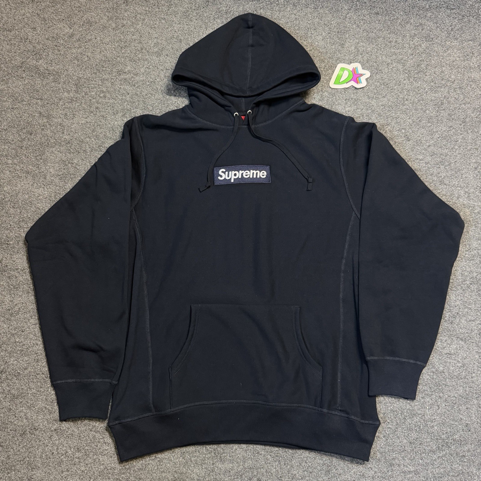 Size XL - Supreme Box Logo Hooded Sweatshirt (FW25) Navy Blue, Worn,
