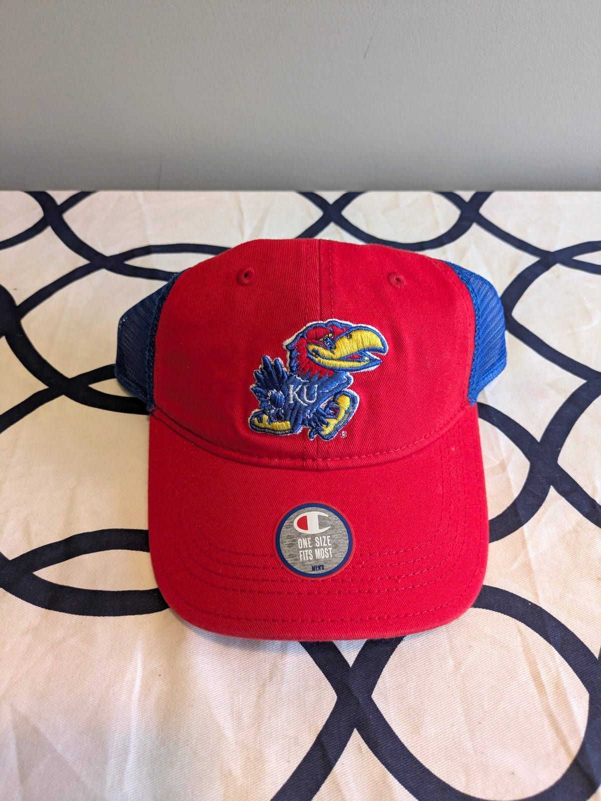 Champion Kansas Jayhawks Men One Size Mesh Trucker Snapback Cap Hat Red Blue Champion Kansas Jayhawks Men One Size Mesh Trucker Snapback Cap Hat Red Blue