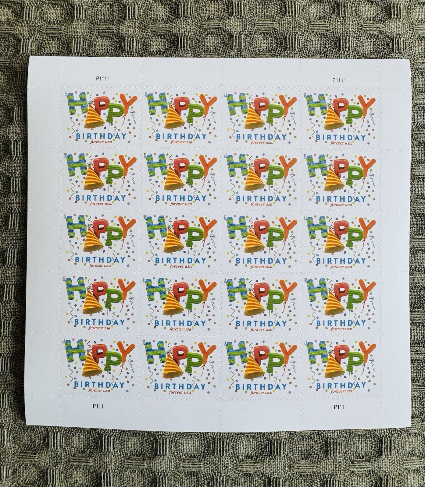 20 Unused Forever First Class Stamps Happy Birthday Celebration Invitations
