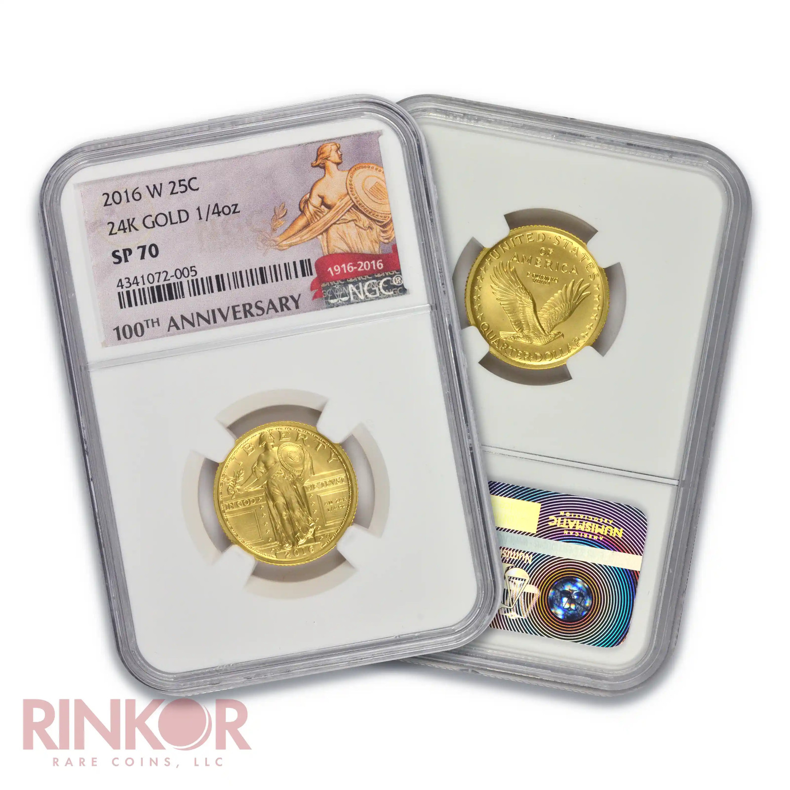 2016-W Gold 1/4oz Standing Liberty Quarter 100th Anniversary NGC SP 70