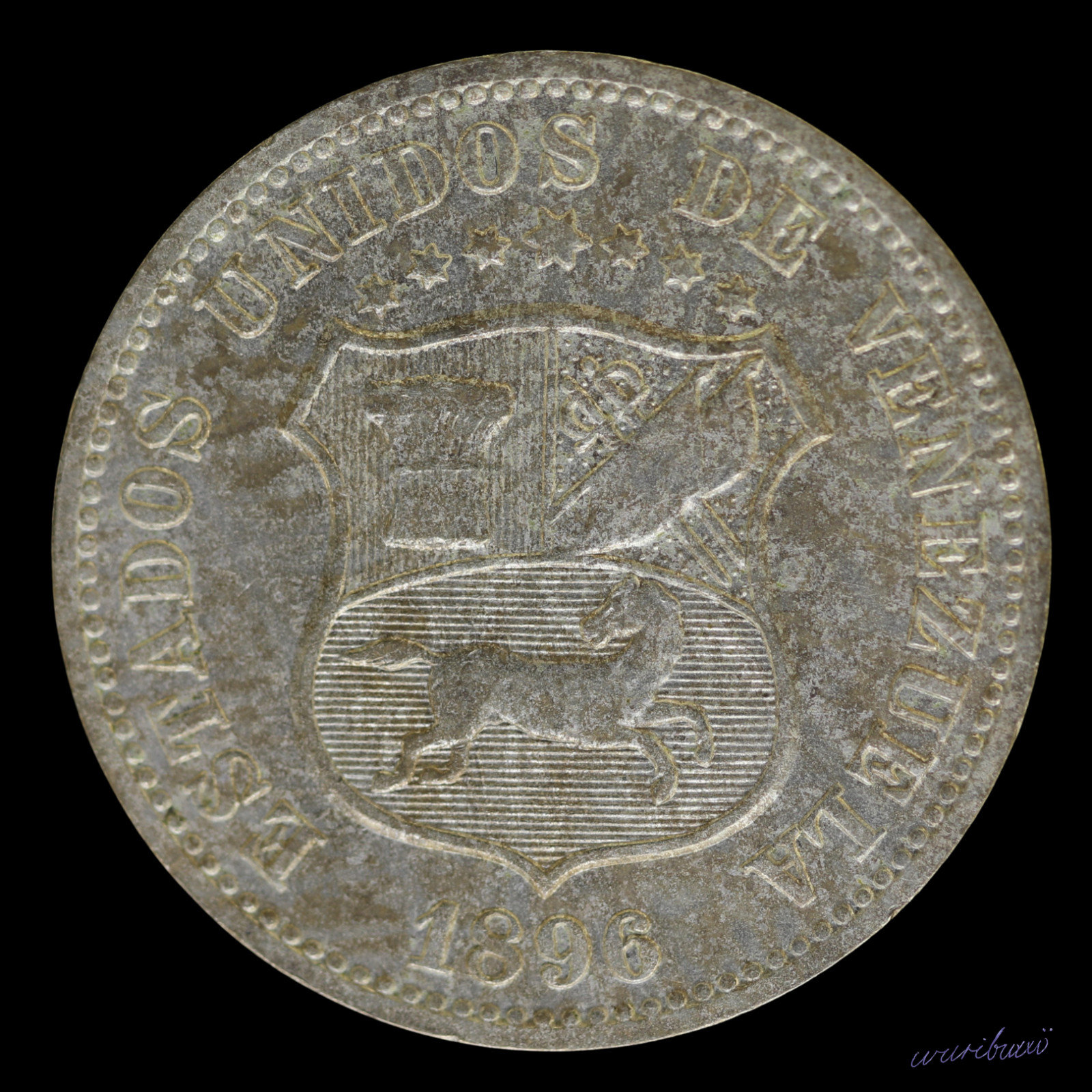 VENEZUELA 12 1/2 Centimos 1896 - First Date - Y#28 - Berlin Mint - XF/AU VENEZUELA 12 1/2 Centimos 1896 - First Date - Y#28 - Berlin Mint - XF/AU