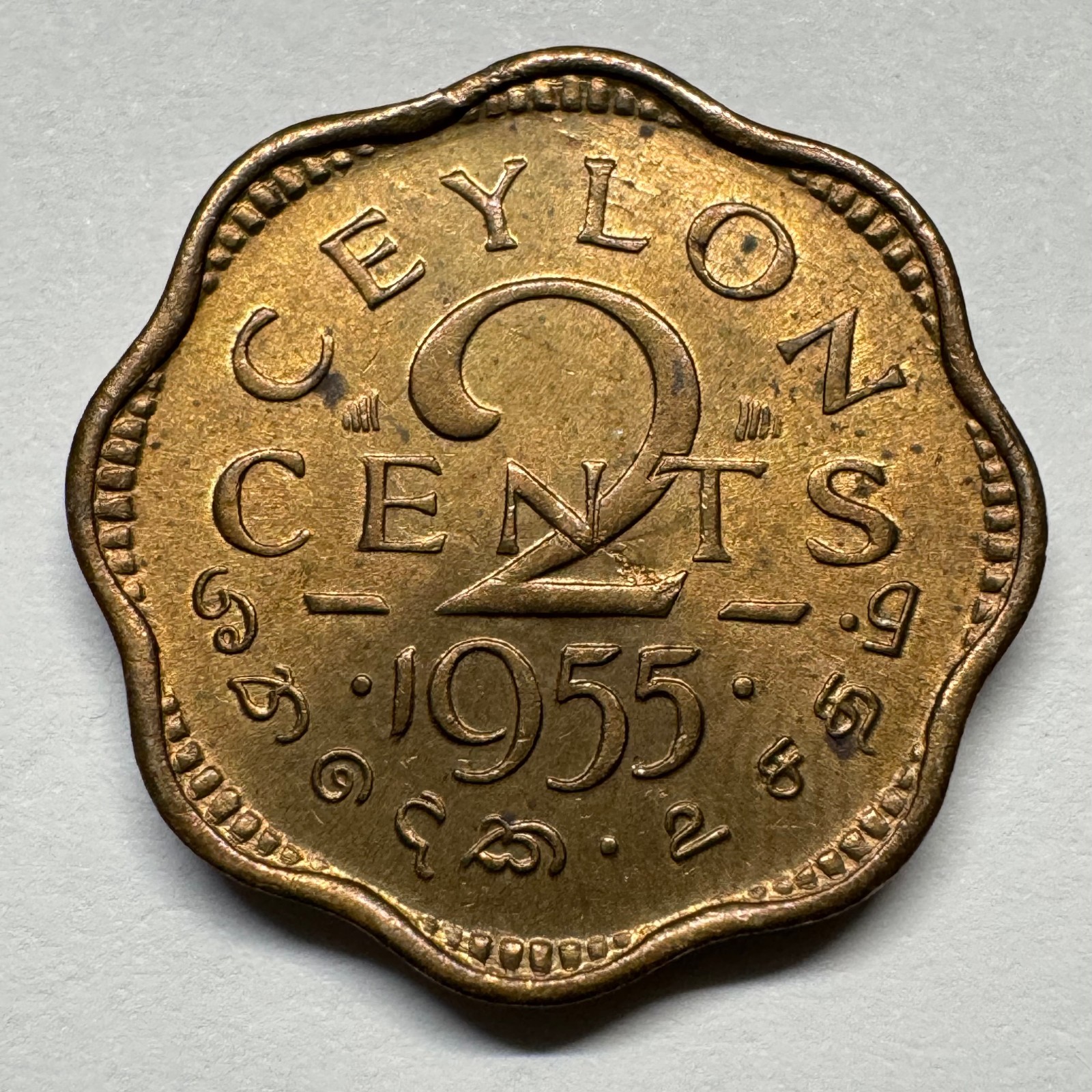 1955 Ceylon 2 Cents - Coin #D-058