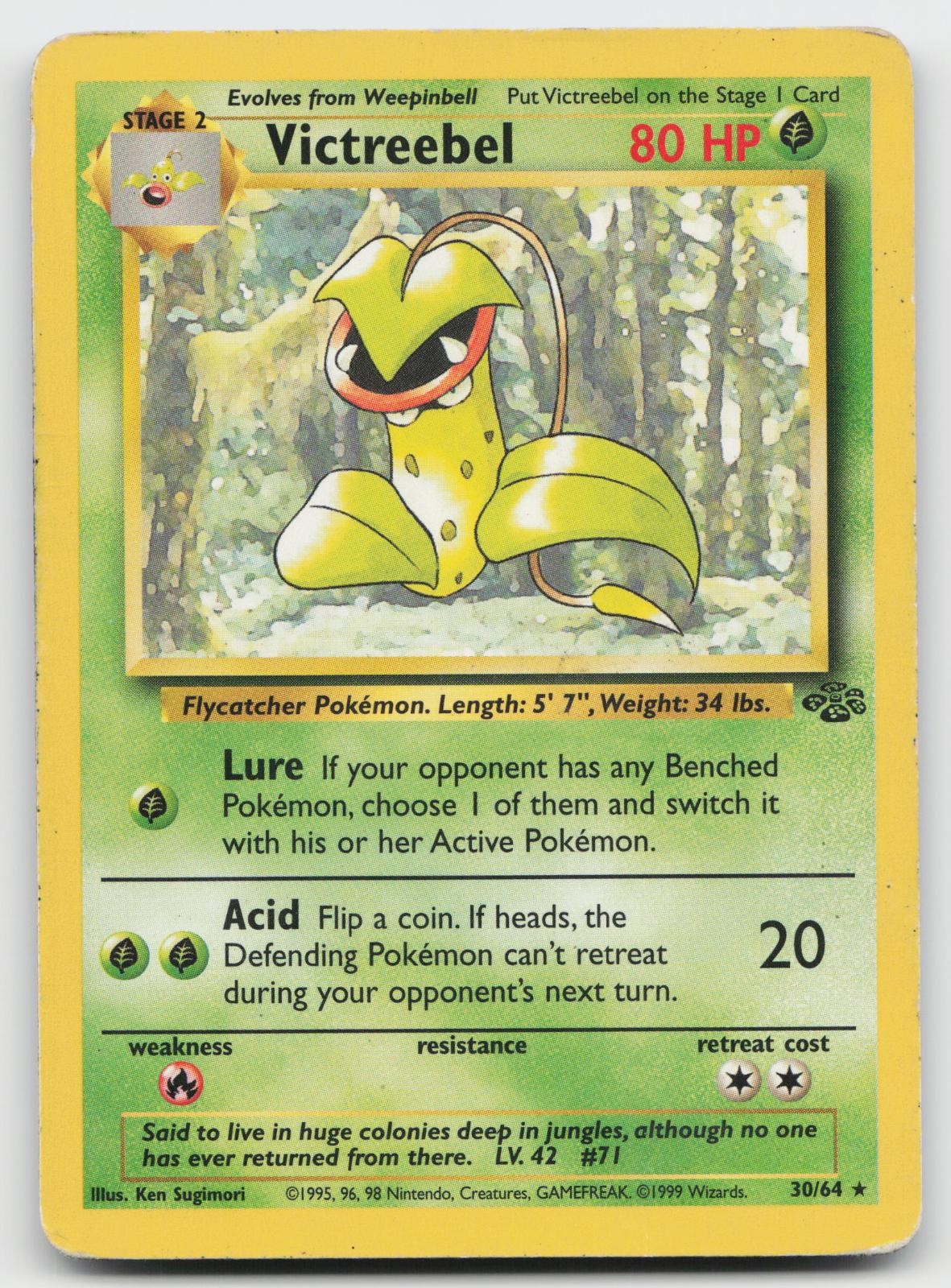 Victreebel 30/64 Rare Jungle Pokemon Unlimited Heavily Played