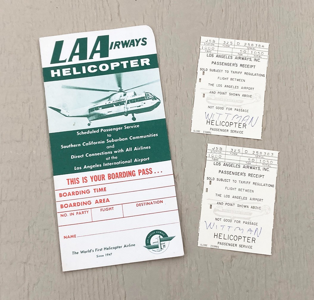 Vtg 60s 1965 LA Airways Helicopter Tickets (2) and Boarding Pass Sikorsky S-61