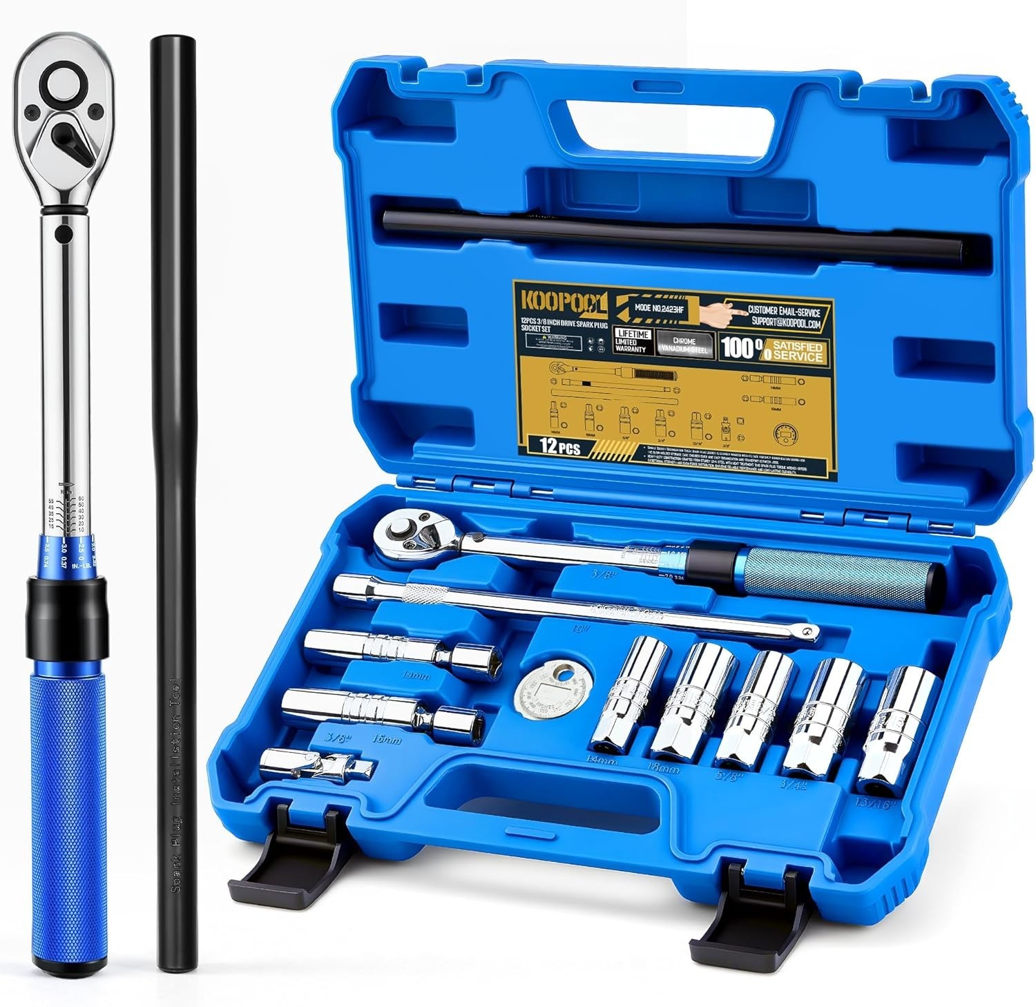 12pc Magnetic Spark Plug Socket Set with Installation Tube, 3/8 12pc Magnetic Spark Plug Socket Set with Installation Tube, 3/8