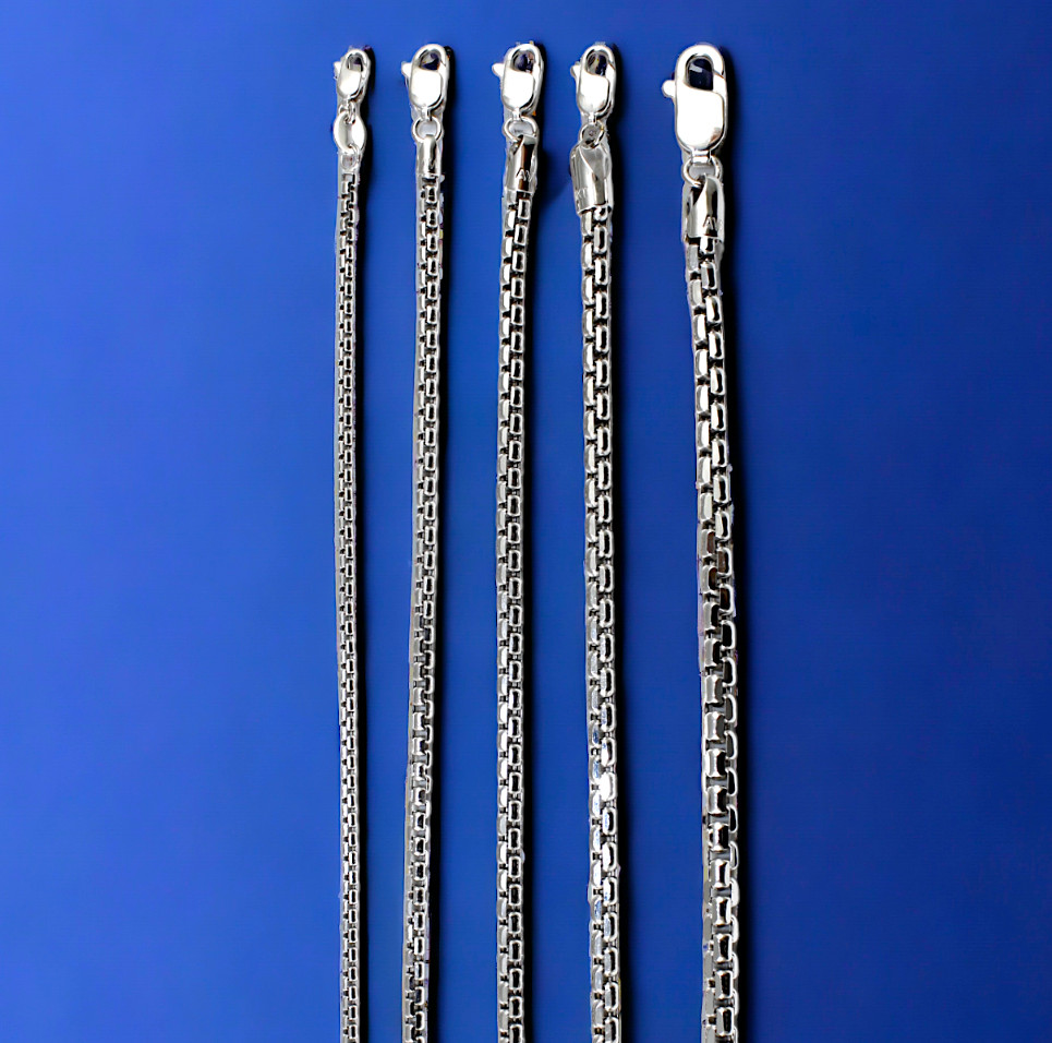 10K White Gold Venetian Round Box Necklace Bracelet Chain Real 7\