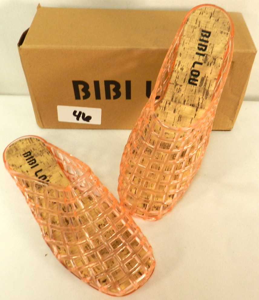 BiBi Lou Anthropologie Netted Jelly Mules Pink Flats Sandals NEW NIB Sz 39 US 9