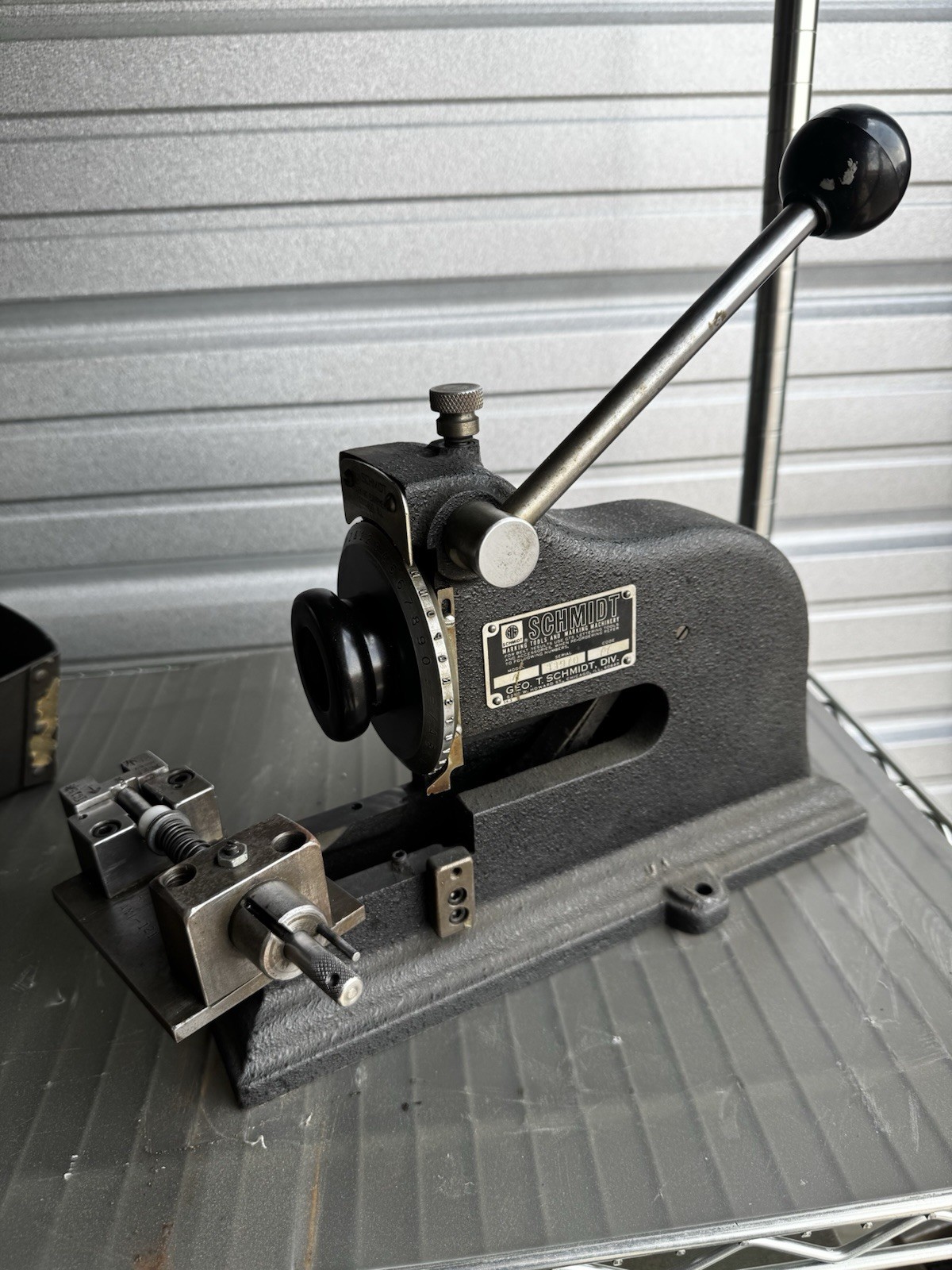 Altered Vintage Geo T. Schmidt Marking Machinery Nameplate Press Tool Model # 4