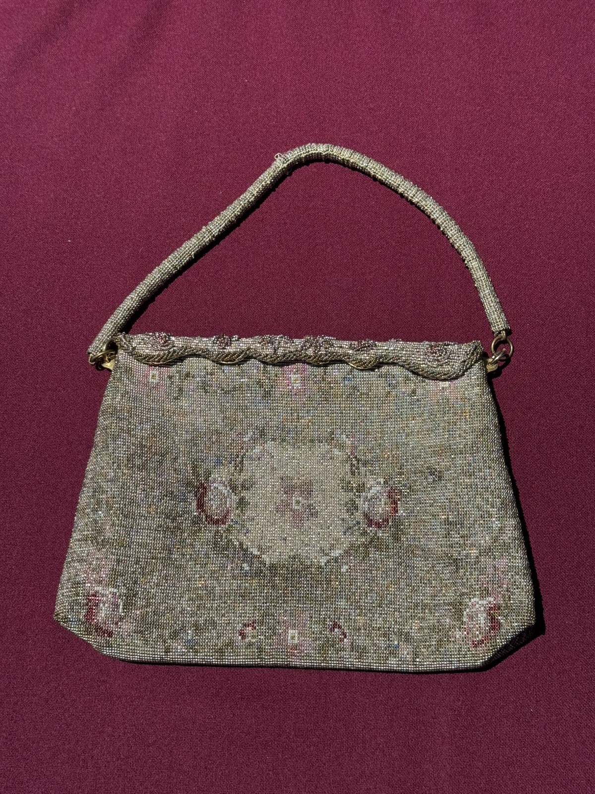 Vintage Freddy Tapestry-Style Floral Microbeaded Purse Made in France Vintage Freddy Tapestry-Style Floral Microbeaded Purse Made in France