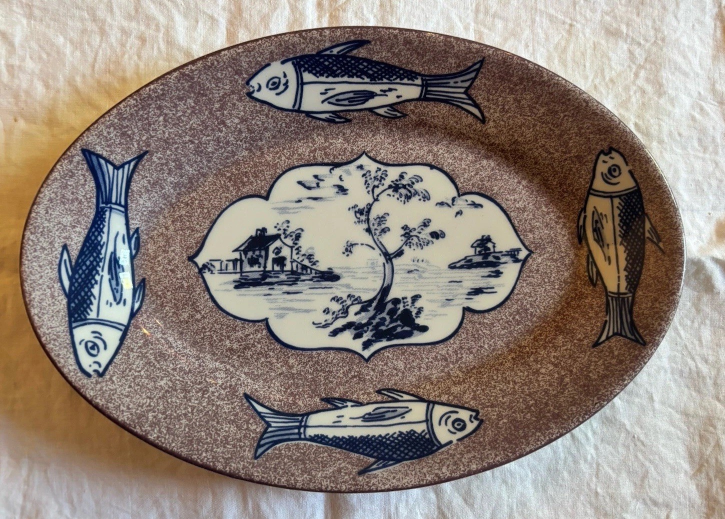 Vintage Homer Laughlin  Shields Tavern Oval Serving Platter Fish VA