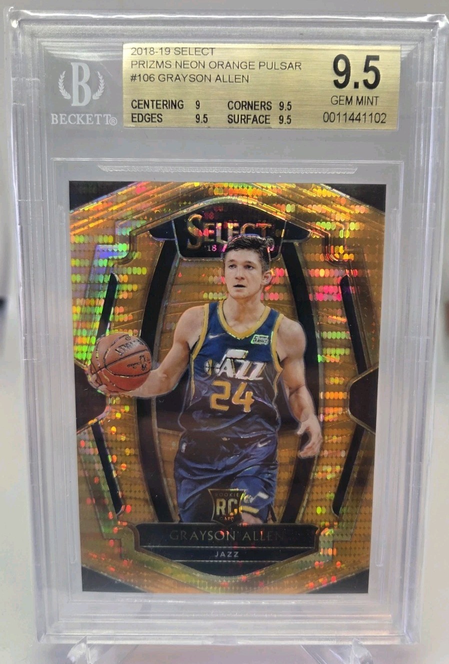 2018-19 Select Grayson Allen Neon Orange Pulsar BGS 9.5 2018-19 Select Grayson Allen Neon Orange Pulsar BGS 9.5