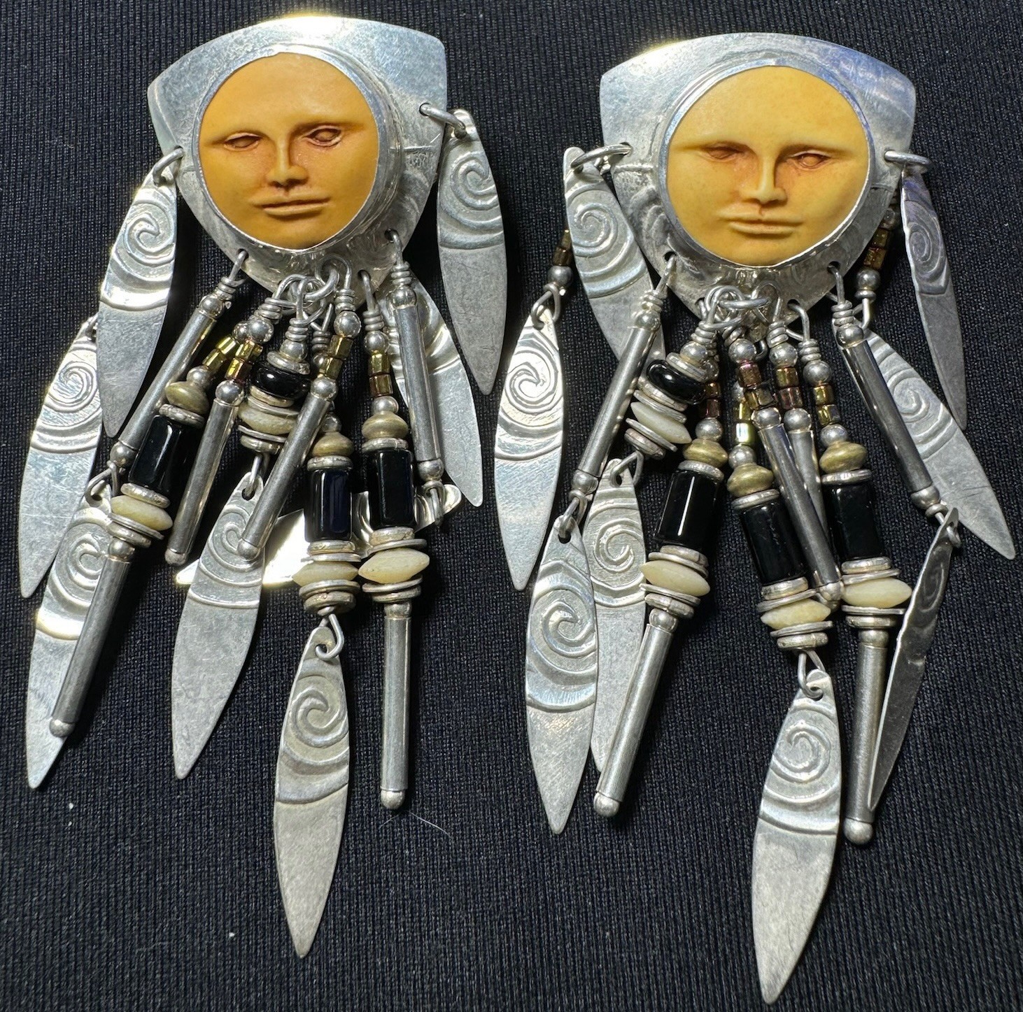 Tabra Vintage Artisan Moon Face Earrings Tabra Vintage Artisan Moon Face Earrings