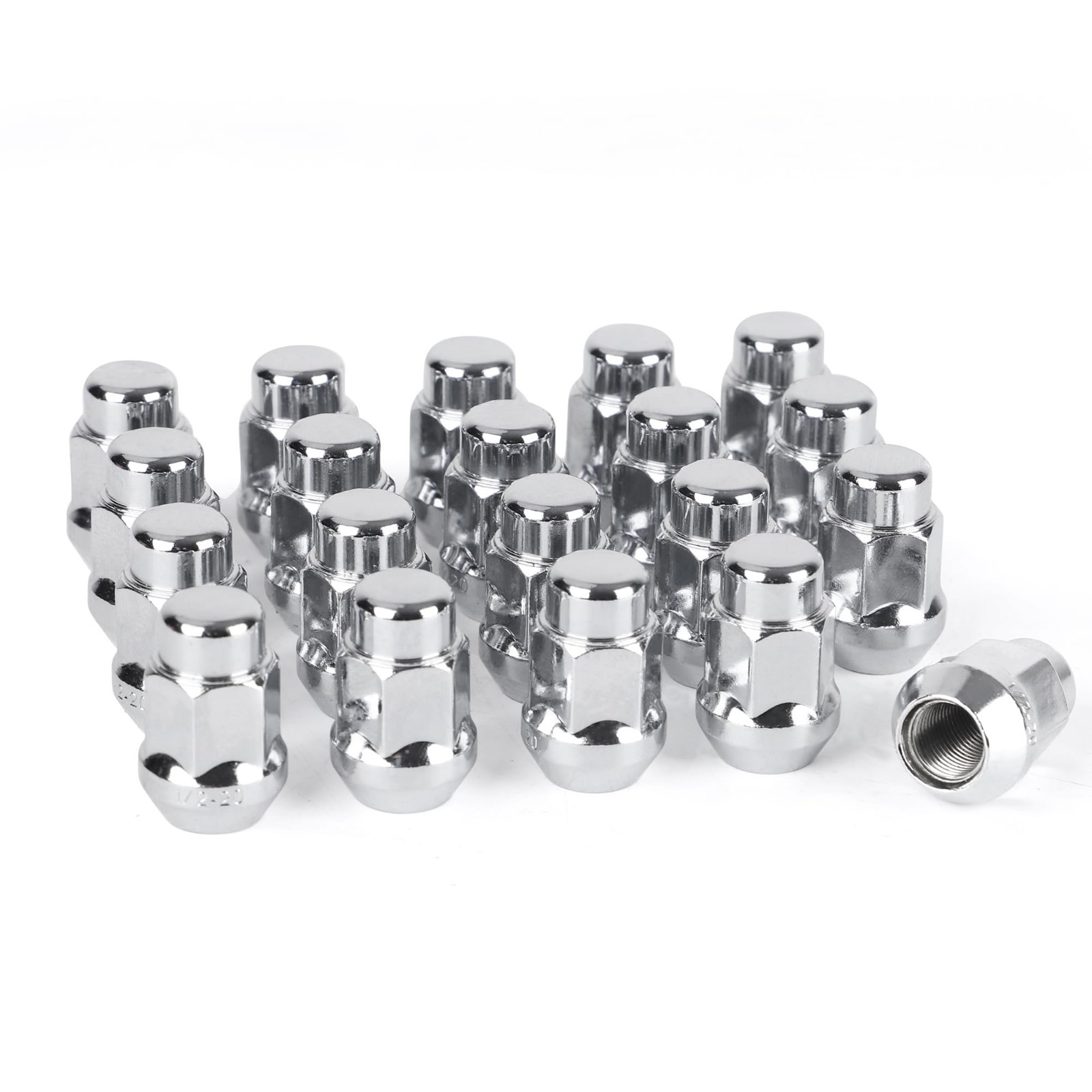 20pcs 1.4 inch Chrome 1/2-20 Closed End Bulge Acorn Lug Nuts 20pcs 1.4 inch Chrome 1/2-20 Closed End Bulge Acorn Lug Nuts