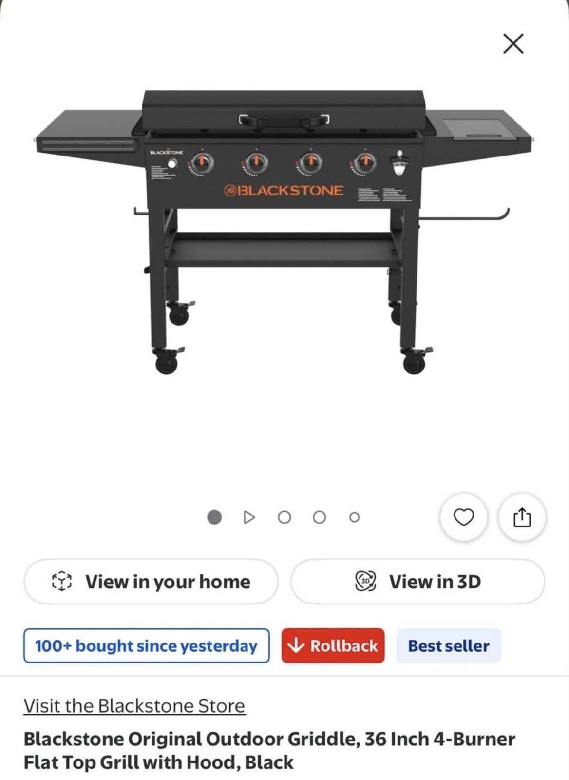 36” Blackstone Grill With Hood Cover New 36” Blackstone Grill With Hood Cover New