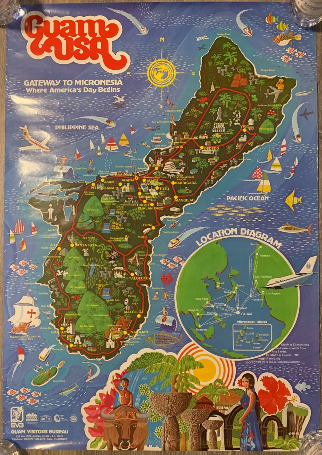 Vintage Guam USA Travel Poster by Guam Visitors Bureau 21\