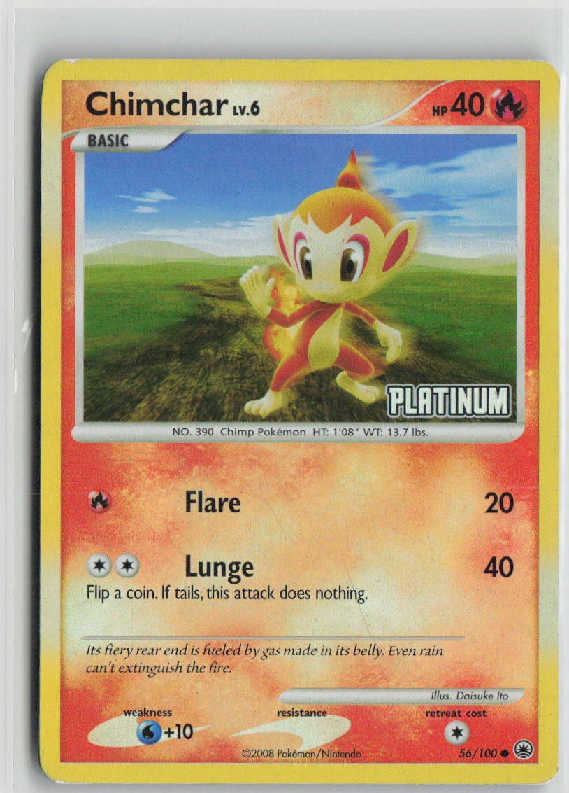 Chimchar - 56/100 [Platinum] Reverse Holo Promo Burger King Promos 056/100 NM