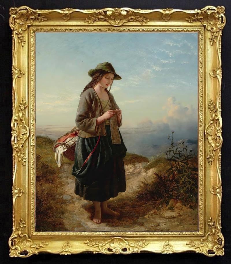 Handmade Old Master-Art Antique Oil Painting women girl on canvas 24\