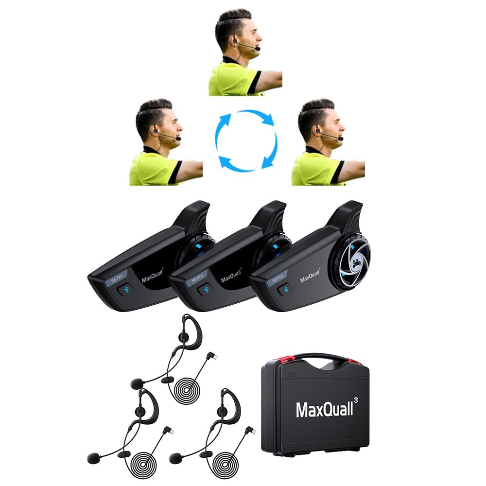 Maxquall 2~8 Person Referee Headset Communication System Sets S8 Pro Football...