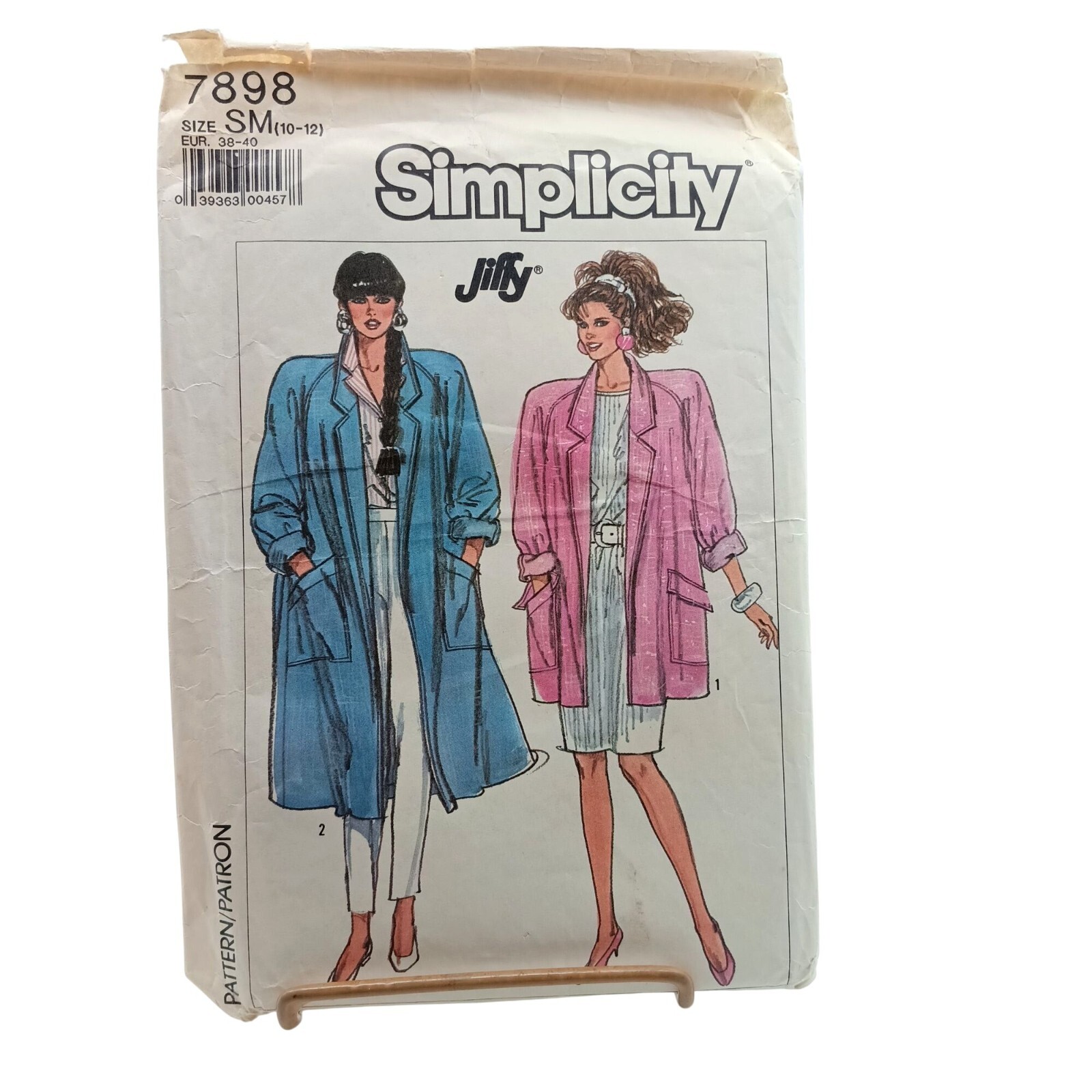Simplicity Vintage 1987 Jiffy Pattern 7898 Womens Oversized Coat In Two Lengths