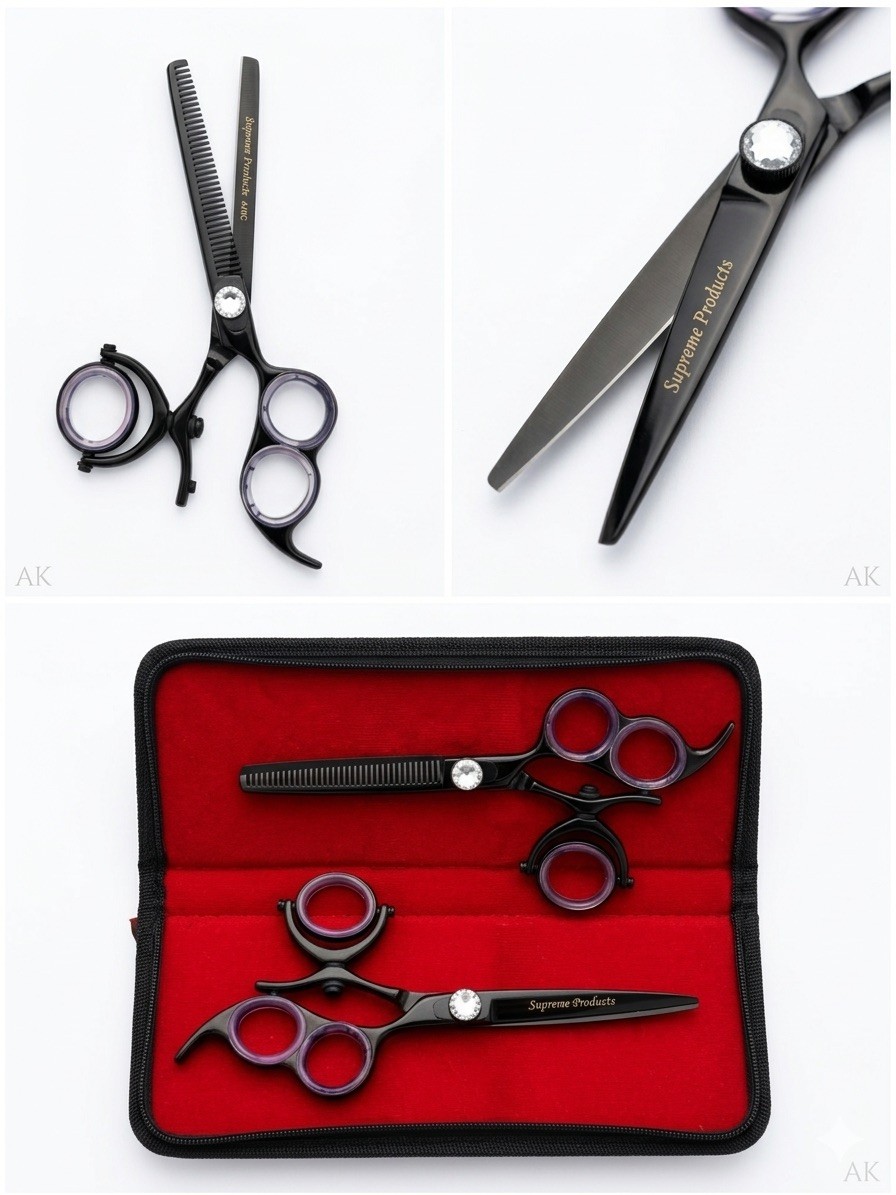 2 PCS Supreme Hair Scissor Set Thumb Swivel Cutting & Thinning Shears 440C 5.5''