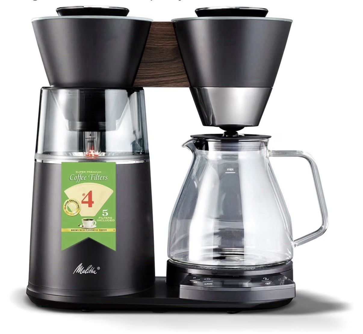 Melitta Vision 12-Cup Drip Luxe Coffee Maker Black Glass Carafe New